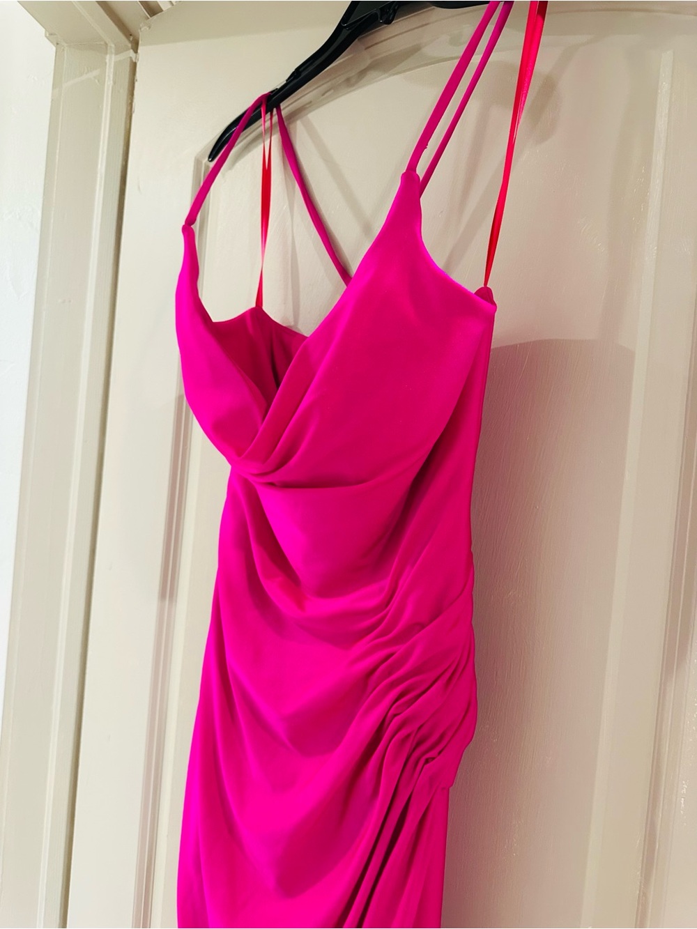 Gianni Bini Hot Pink Formal Maxi Dress Ruched Side Slit Size 5 NWT - Picture 5 of 9